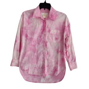 Maeve x Anthropologie Oversized Pink Tie-Dye Longtail Long Slv ButtonUp Shirt XS